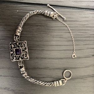 Silver bracelet with center Amethyst stone